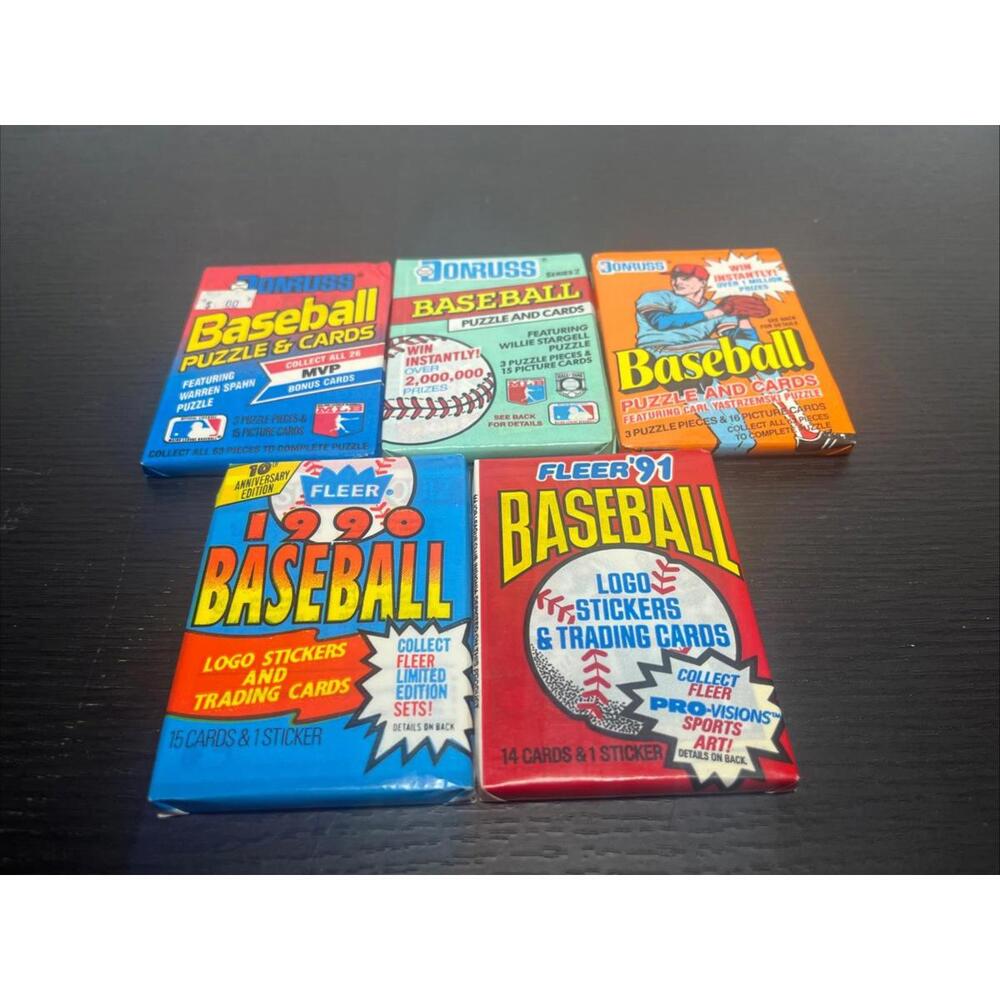 Vintage Baseball Cards - Lot of 5 Mystery Sealed Packs